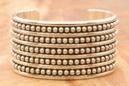 Artie Yellowhorse 1 3/8" Wide Sterling Silver Bead Bracelet